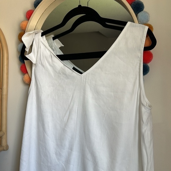 *NWT Alex Marie Elena Linen White Summer Mini Dress with Bow at Shoulder - Picture 6 of 7